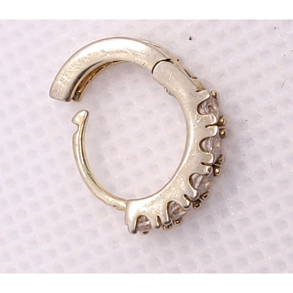 Modern 925 Sterling Silver Clear Stone Hinged Hoop Huggie Earring
